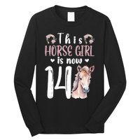 14th Horse Birthday Party 14 Year Old Girl Horses Birthday Long Sleeve Shirt