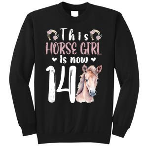 14th Horse Birthday Party 14 Year Old Girl Horses Birthday Sweatshirt