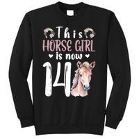 14th Horse Birthday Party 14 Year Old Girl Horses Birthday Sweatshirt