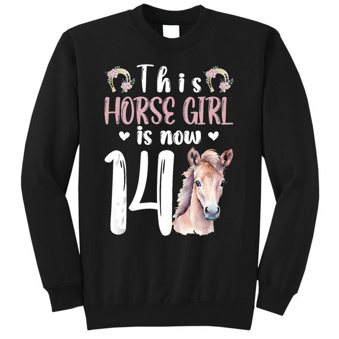 14th Horse Birthday Party 14 Year Old Girl Horses Birthday Sweatshirt