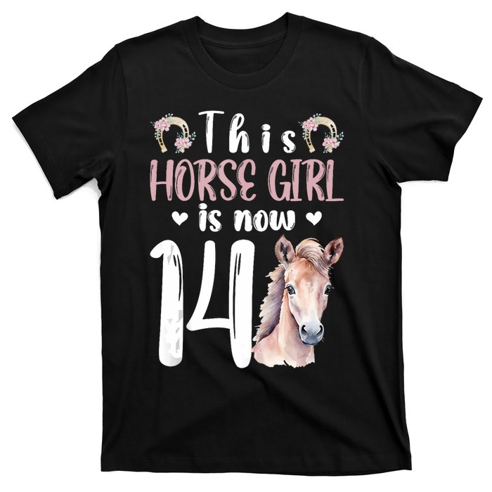 14th Horse Birthday Party 14 Year Old Girl Horses Birthday T-Shirt