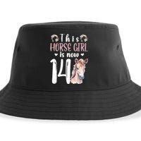 14th Horse Birthday Party 14 Year Old Girl Horses Birthday Sustainable Bucket Hat