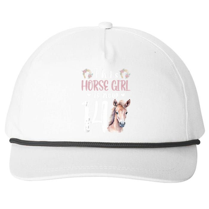 14th Horse Birthday Party 14 Year Old Girl Horses Birthday Snapback Five-Panel Rope Hat