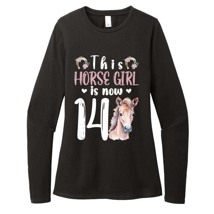 14th Horse Birthday Party 14 Year Old Girl Horses Birthday Womens CVC Long Sleeve Shirt