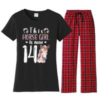 14th Horse Birthday Party 14 Year Old Girl Horses Birthday Women's Flannel Pajama Set