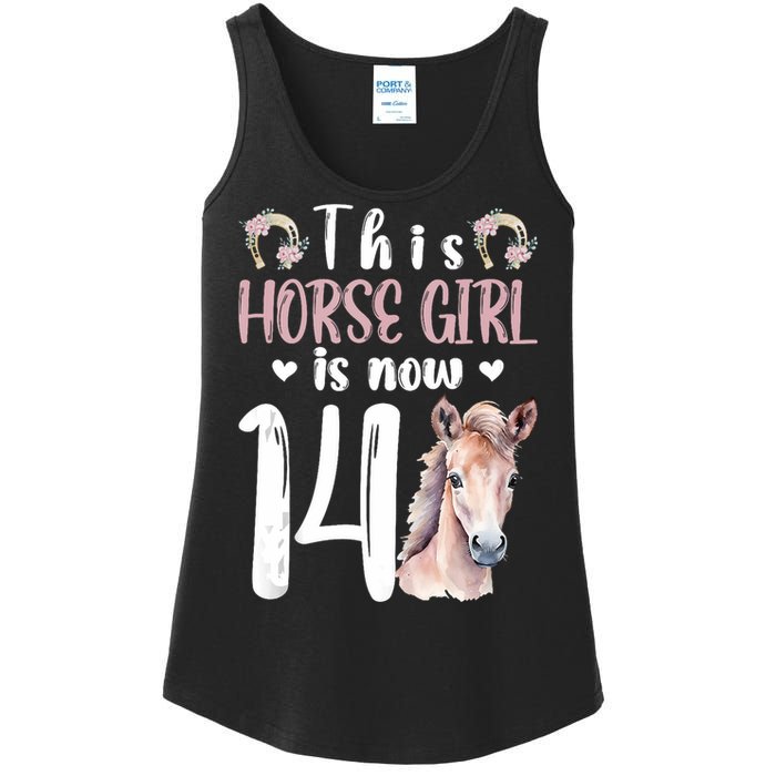 14th Horse Birthday Party 14 Year Old Girl Horses Birthday Ladies Essential Tank