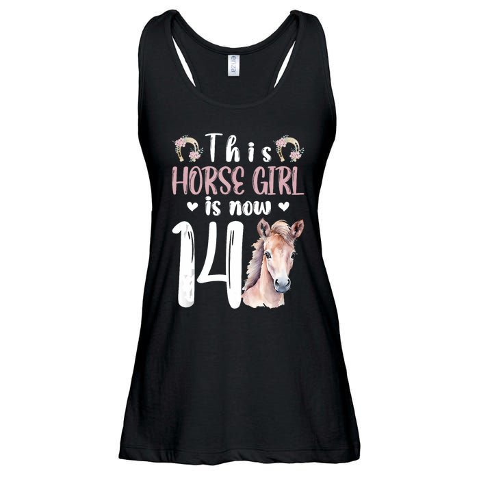 14th Horse Birthday Party 14 Year Old Girl Horses Birthday Ladies Essential Flowy Tank