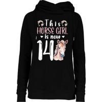 14th Horse Birthday Party 14 Year Old Girl Horses Birthday Womens Funnel Neck Pullover Hood