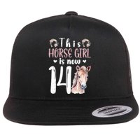 14th Horse Birthday Party 14 Year Old Girl Horses Birthday Flat Bill Trucker Hat