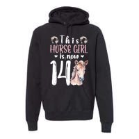 14th Horse Birthday Party 14 Year Old Girl Horses Birthday Premium Hoodie