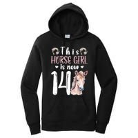 14th Horse Birthday Party 14 Year Old Girl Horses Birthday Women's Pullover Hoodie