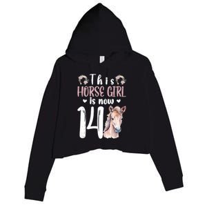 14th Horse Birthday Party 14 Year Old Girl Horses Birthday Crop Fleece Hoodie