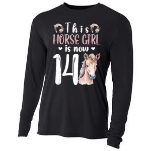 14th Horse Birthday Party 14 Year Old Girl Horses Birthday Cooling Performance Long Sleeve Crew