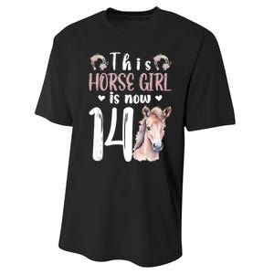 14th Horse Birthday Party 14 Year Old Girl Horses Birthday Performance Sprint T-Shirt