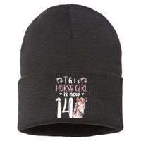 14th Horse Birthday Party 14 Year Old Girl Horses Birthday Sustainable Knit Beanie