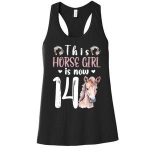 14th Horse Birthday Party 14 Year Old Girl Horses Birthday Women's Racerback Tank