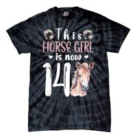 14th Horse Birthday Party 14 Year Old Girl Horses Birthday Tie-Dye T-Shirt