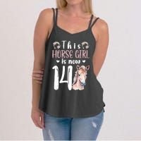 14th Horse Birthday Party 14 Year Old Girl Horses Birthday Women's Strappy Tank