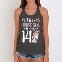 14th Horse Birthday Party 14 Year Old Girl Horses Birthday Women's Knotted Racerback Tank