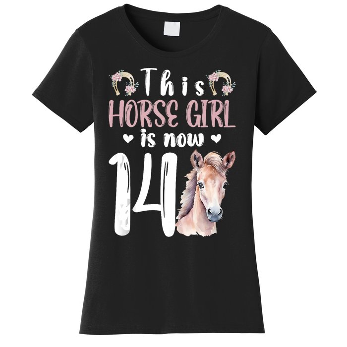 14th Horse Birthday Party 14 Year Old Girl Horses Birthday Women's T-Shirt