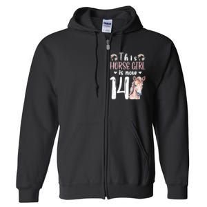 14th Horse Birthday Party 14 Year Old Girl Horses Birthday Full Zip Hoodie