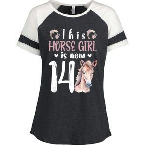 14th Horse Birthday Party 14 Year Old Girl Horses Birthday Enza Ladies Jersey Colorblock Tee