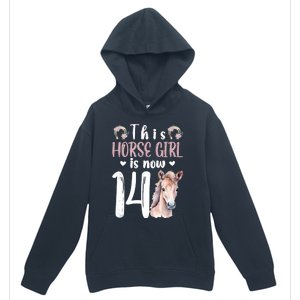 14th Horse Birthday Party 14 Year Old Girl Horses Birthday Urban Pullover Hoodie