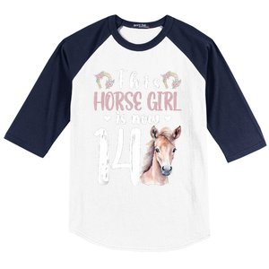 14th Horse Birthday Party 14 Year Old Girl Horses Birthday Baseball Sleeve Shirt