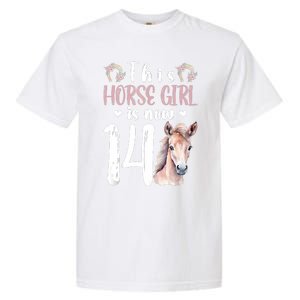 14th Horse Birthday Party 14 Year Old Girl Horses Birthday Garment-Dyed Heavyweight T-Shirt