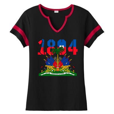 1804 Haiti Haitian Flag Day Independence Ladies Halftime Notch Neck Tee