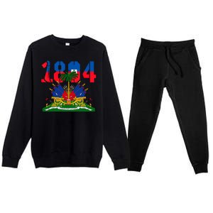 1804 Haiti Haitian Flag Day Independence Premium Crewneck Sweatsuit Set