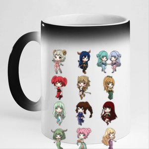 12 Horoscope Kawaii Anime Zodiac Signs Astrology Gift 11oz Black Color Changing Mug