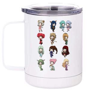 12 Horoscope Kawaii Anime Zodiac Signs Astrology Gift 12 oz Stainless Steel Tumbler Cup