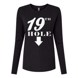 19th Hole With Arrow Funny Golfer Joke Womens Cotton Relaxed Long Sleeve T-Shirt