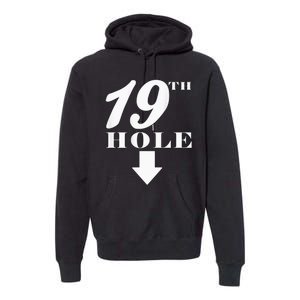 19th Hole With Arrow Funny Golfer Joke Premium Hoodie