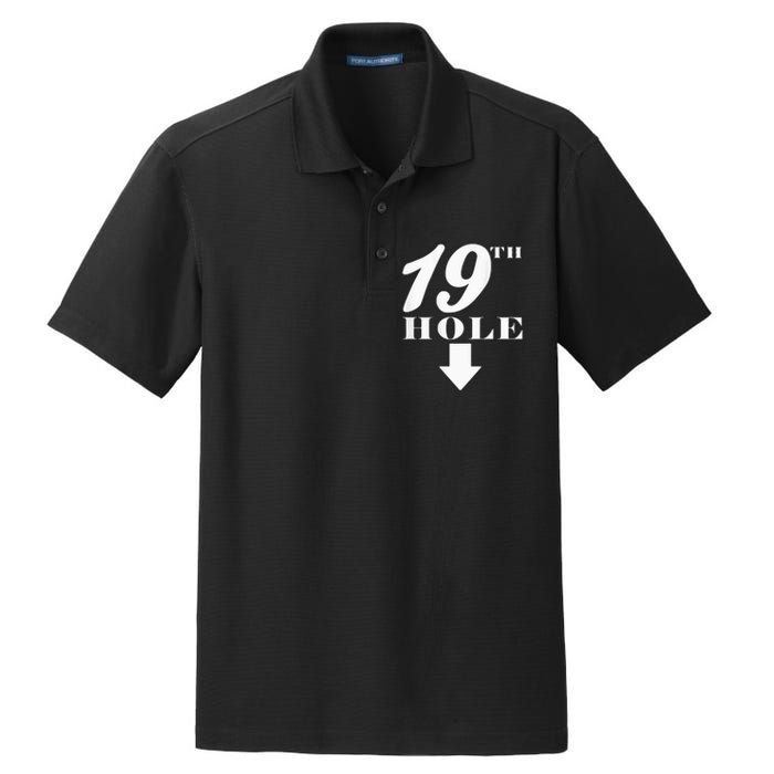 19th Hole With Arrow Funny Golfer Joke Dry Zone Grid Polo