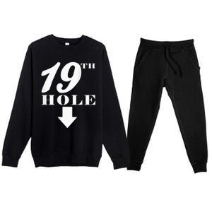 19th Hole With Arrow Funny Golfer Joke Premium Crewneck Sweatsuit Set