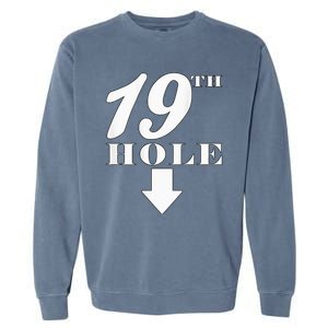 19th Hole With Arrow Funny Golfer Joke Garment-Dyed Sweatshirt