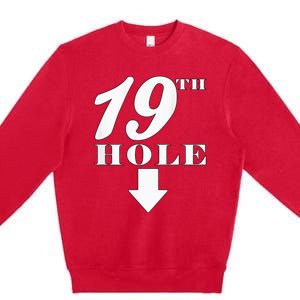 19th Hole With Arrow Funny Golfer Joke Premium Crewneck Sweatshirt