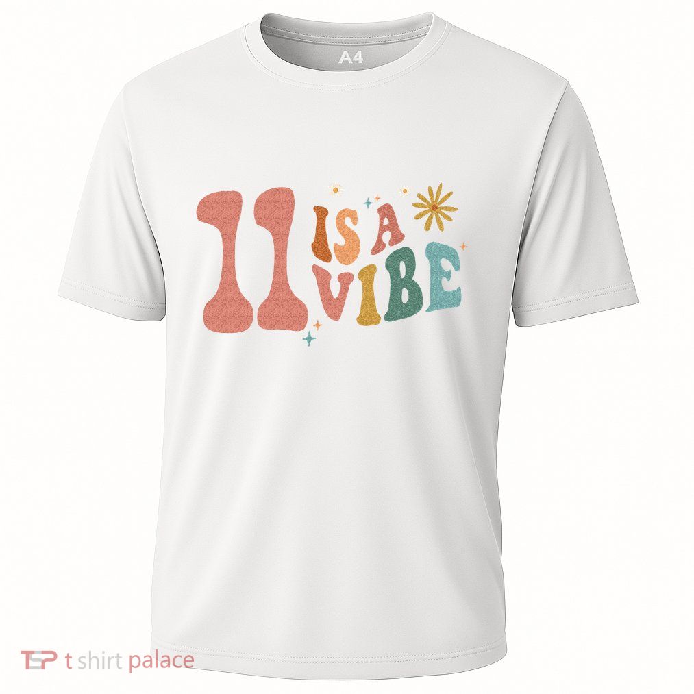 11 Is A Vibe Girls 11th Birthday Eleven Pink Boho Hippie Performance Shirt