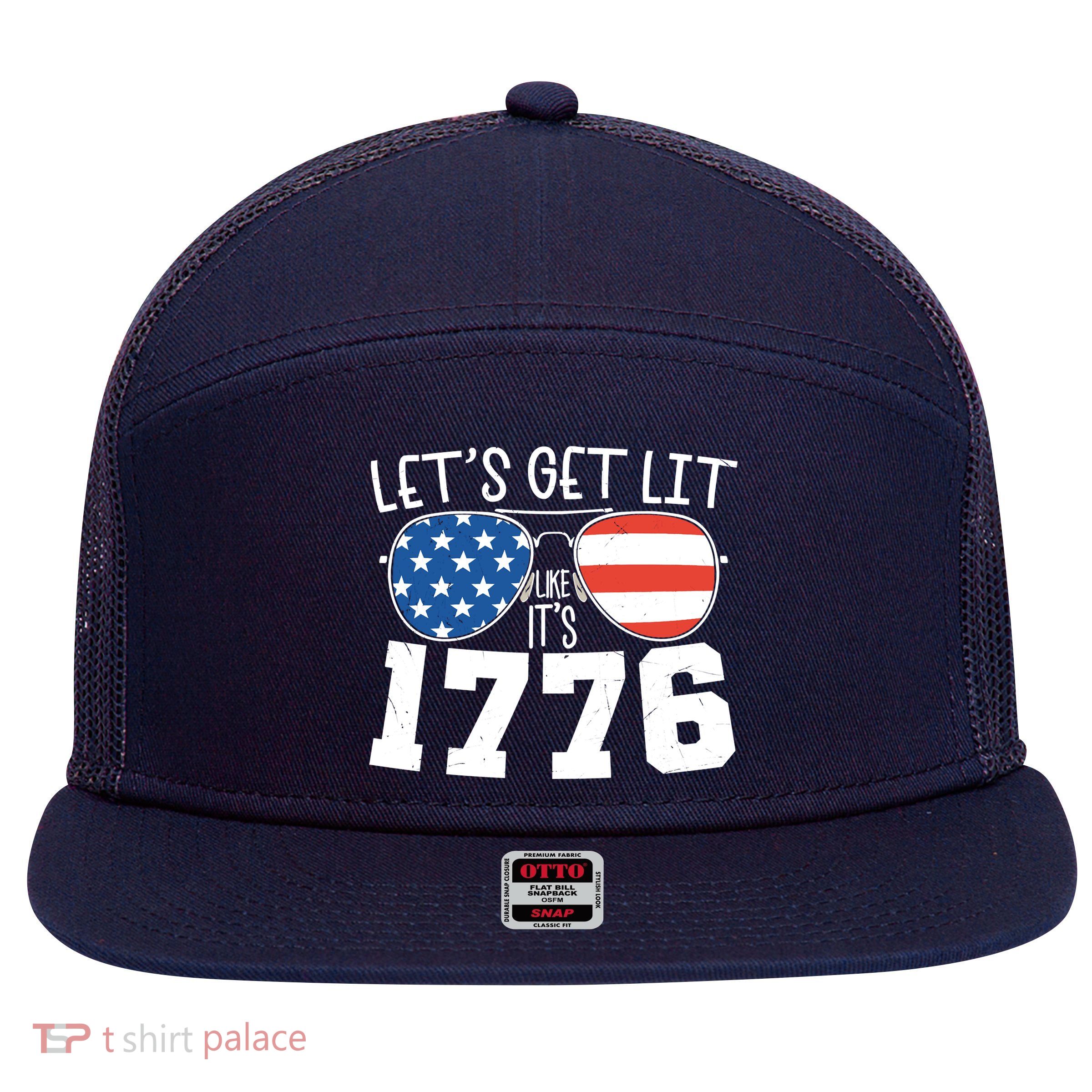 1776 Independence Day 4th Of July 7 Panel Mesh Trucker Snapback Hat