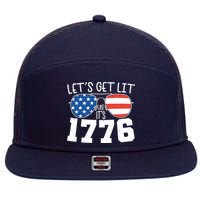 1776 Independence Day 4th Of July 7 Panel Mesh Trucker Snapback Hat