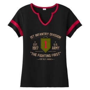 1st Infantry Division Veteran The Fighting First Ladies Halftime Notch Neck Tee