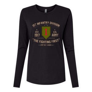 1st Infantry Division Veteran The Fighting First Womens Cotton Relaxed Long Sleeve T-Shirt