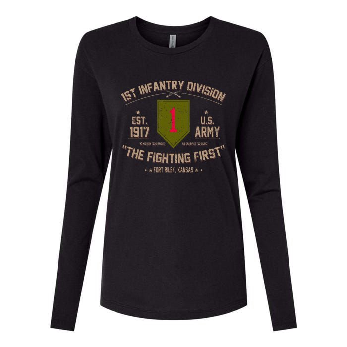 1st Infantry Division Veteran The Fighting First Womens Cotton Relaxed Long Sleeve T-Shirt