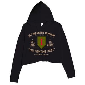 1st Infantry Division Veteran The Fighting First Crop Fleece Hoodie