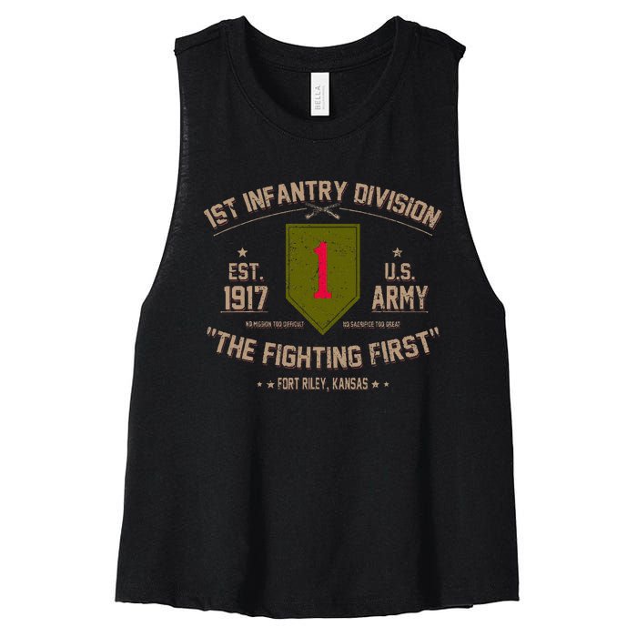 1st Infantry Division Veteran The Fighting First Women's Racerback Cropped Tank