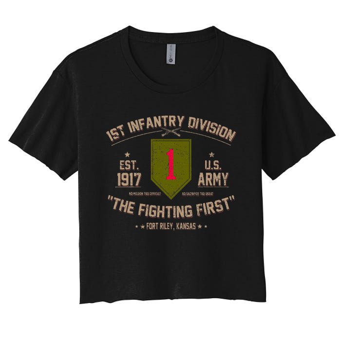 1st Infantry Division Veteran The Fighting First Women's Crop Top Tee