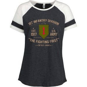 1st Infantry Division Veteran The Fighting First Enza Ladies Jersey Colorblock Tee