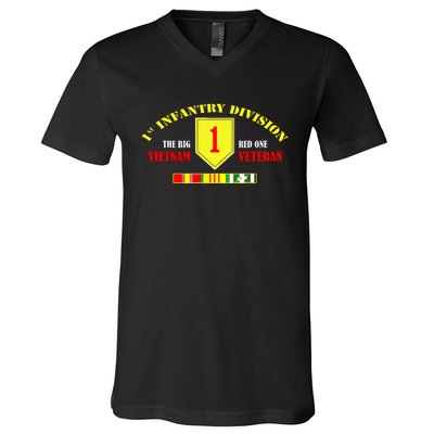 1st Infantry Division Vietnam Veteran, The Big Red One V-Neck T-Shirt